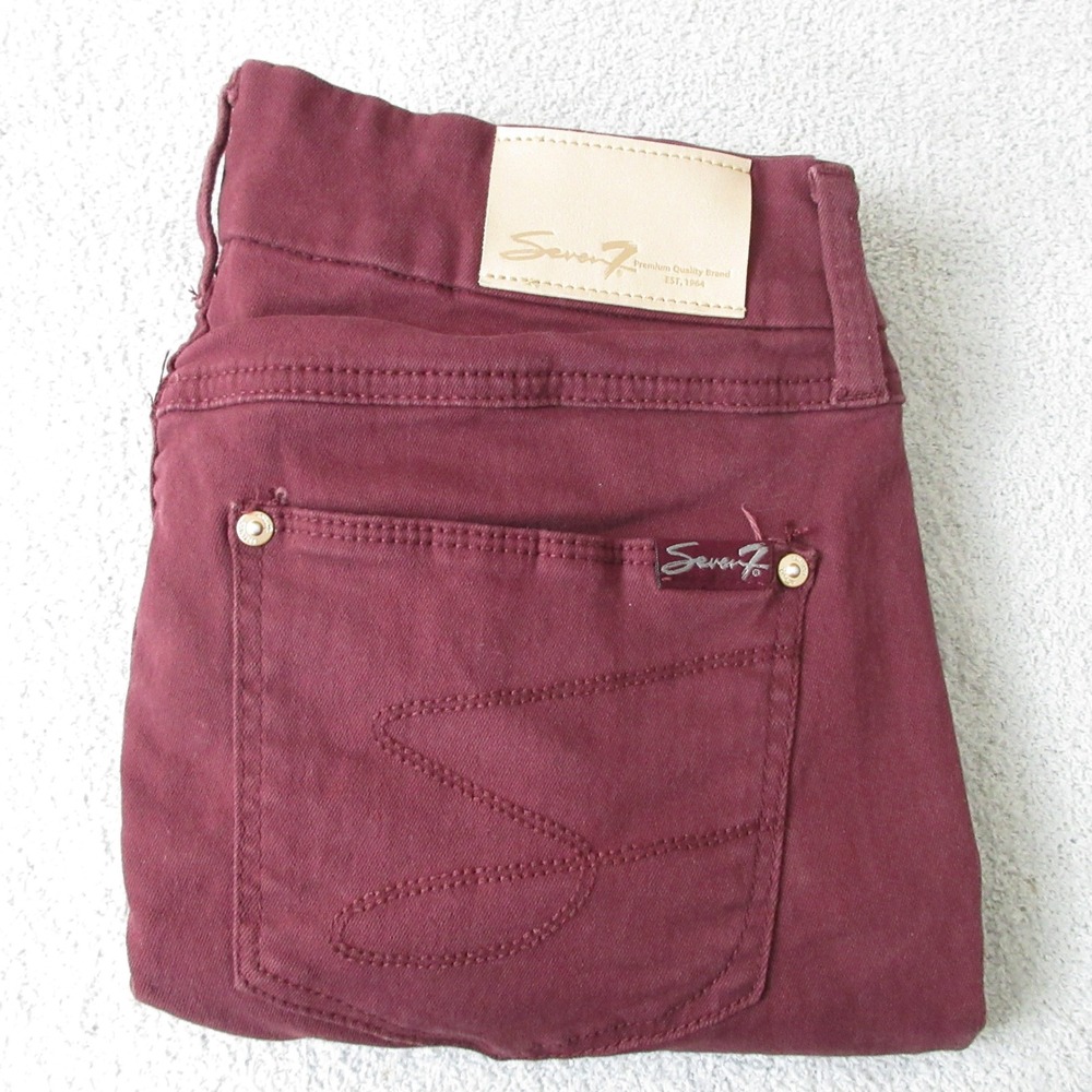 Seven7 Women's Tummy‎ Less High Rise Skinny Jeans Burgundy Size 6 (30x29)